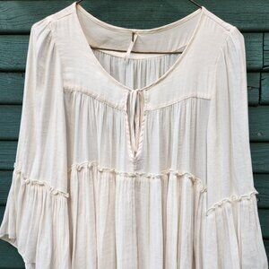 FREE People White Ruffle Blouse XS